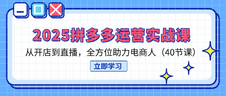 （14259期）2025拼多多运营实战课，从开店到直播，全方位助力电商人（40节课）-AI搞钱研究院