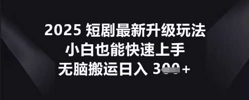 2025短剧最新升级玩法，小白也能快速上手，无脑搬运日入3张-AI搞钱研究院