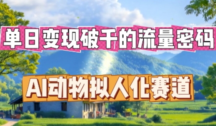 单日变现破k的流量密码，AI动物拟人化赛道-AI搞钱研究院
