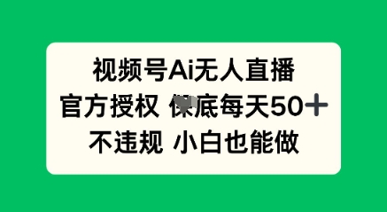 视频号AI无人直播，官方授权  每天50+，不违规 小白也能做-AI搞钱研究院