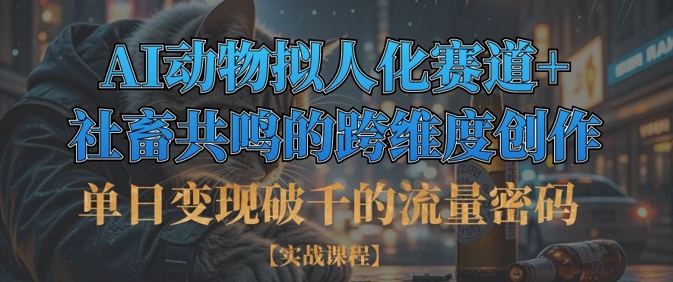 单日变现破千的流量密码，AI动物拟人化赛道+社畜共鸣的跨维度创作-AI搞钱研究院