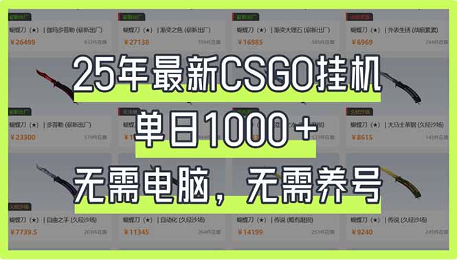 （14178期）25年最新CSGO挂机系统，单日1000+，无需电脑，无需养号，0基础可上手-AI搞钱研究院