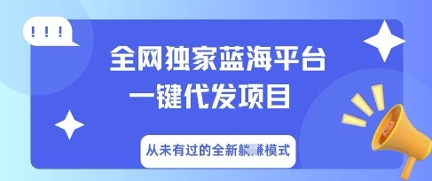 全网独家蓝海平台一键代发项目，从未有过的全新躺Z模式-AI搞钱研究院