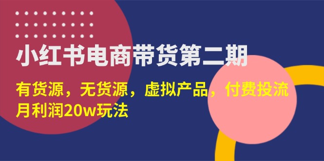 （14186期）小红书电商带货第二期，有货源，无货源，虚拟产品，付费投流，月利润20w-AI搞钱研究院