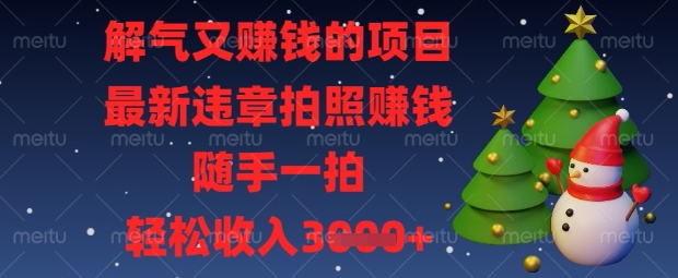 解气又挣钱的项目，最新违章拍照挣钱，随手一拍，轻松收入数张【揭秘】-AI搞钱研究院